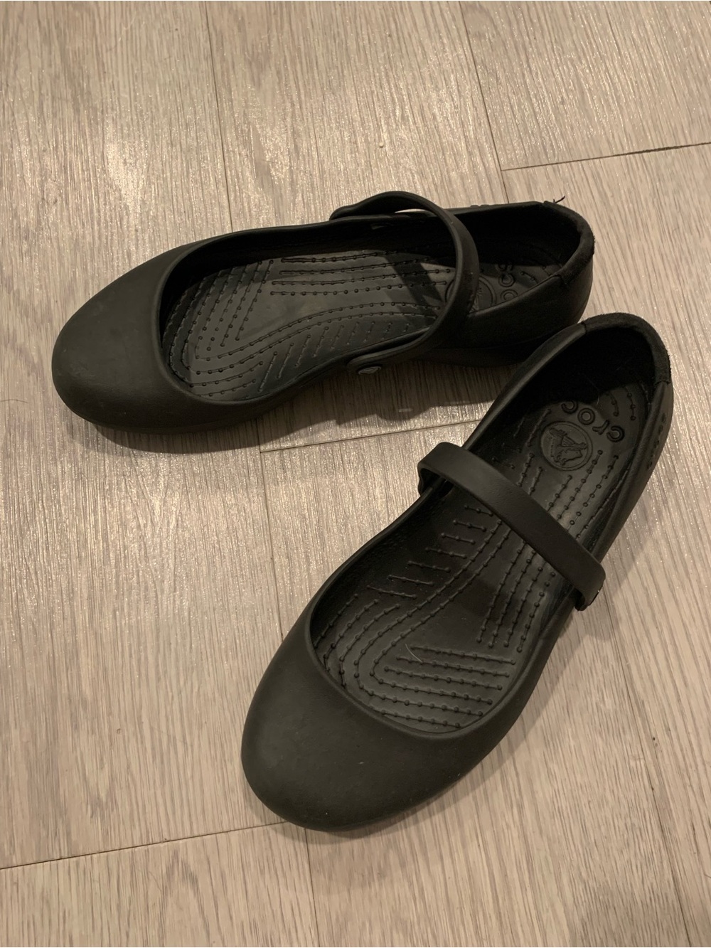 CROCS Women's Black Mary Jane Flats with Strap
